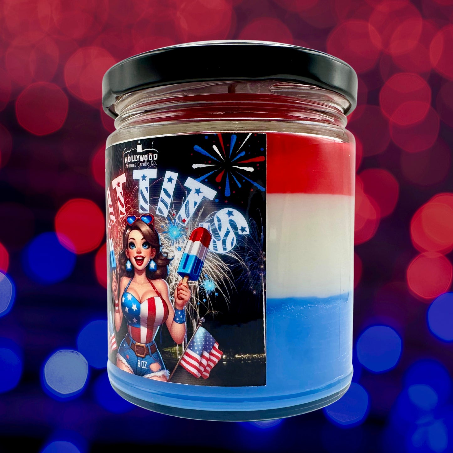 Lit Tits Adult Candle (Red White & Blue Bomb Pop Scented)
