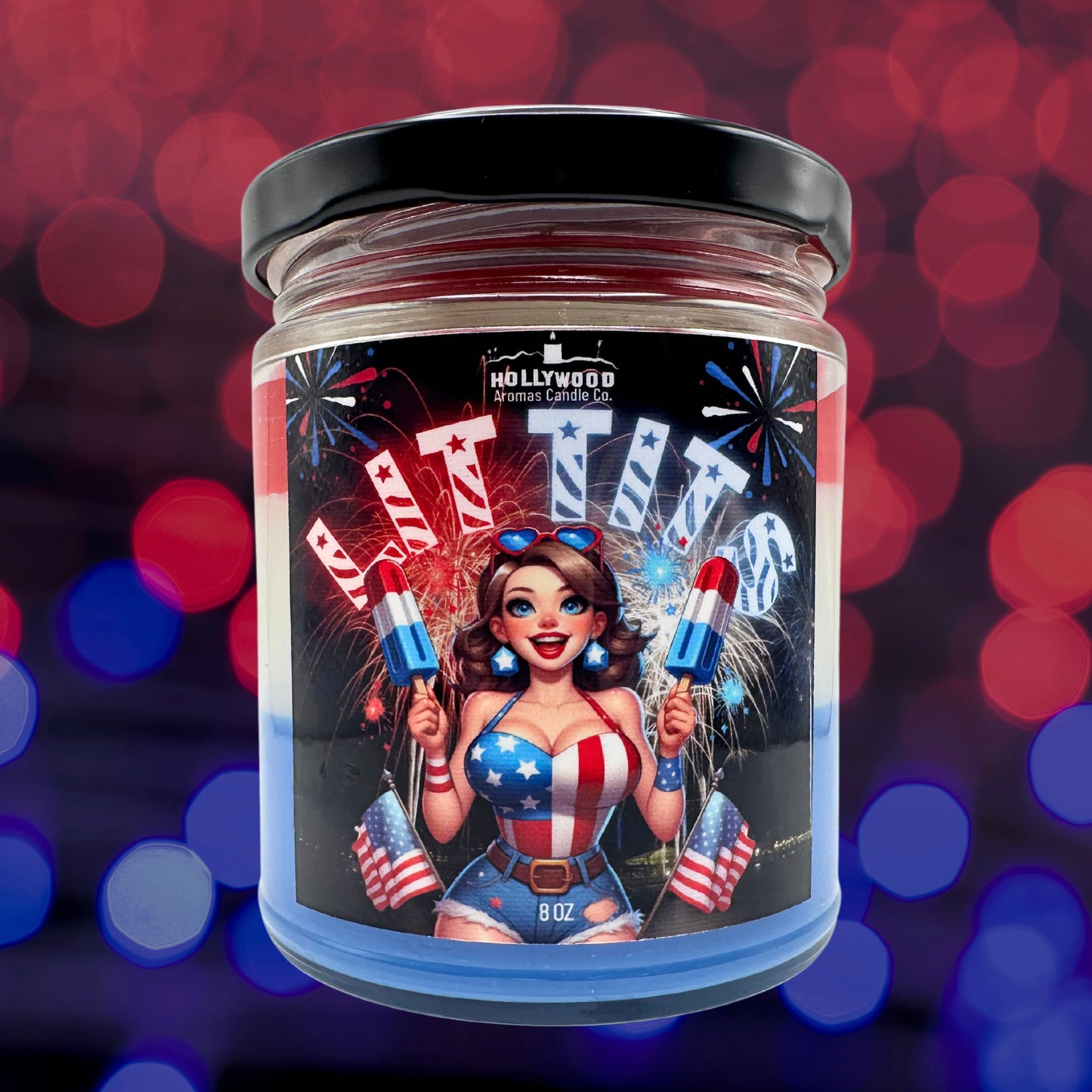 Lit Tits Adult Candle (Red White & Blue Bomb Pop Scented)
