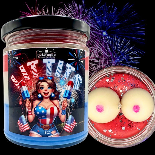 Lit Tits Adult Candle (Red White & Blue Bomb Pop Scented)