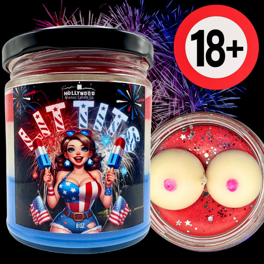 Lit Tits Adult Candle (Red White & Blue Bomb Pop Scented)